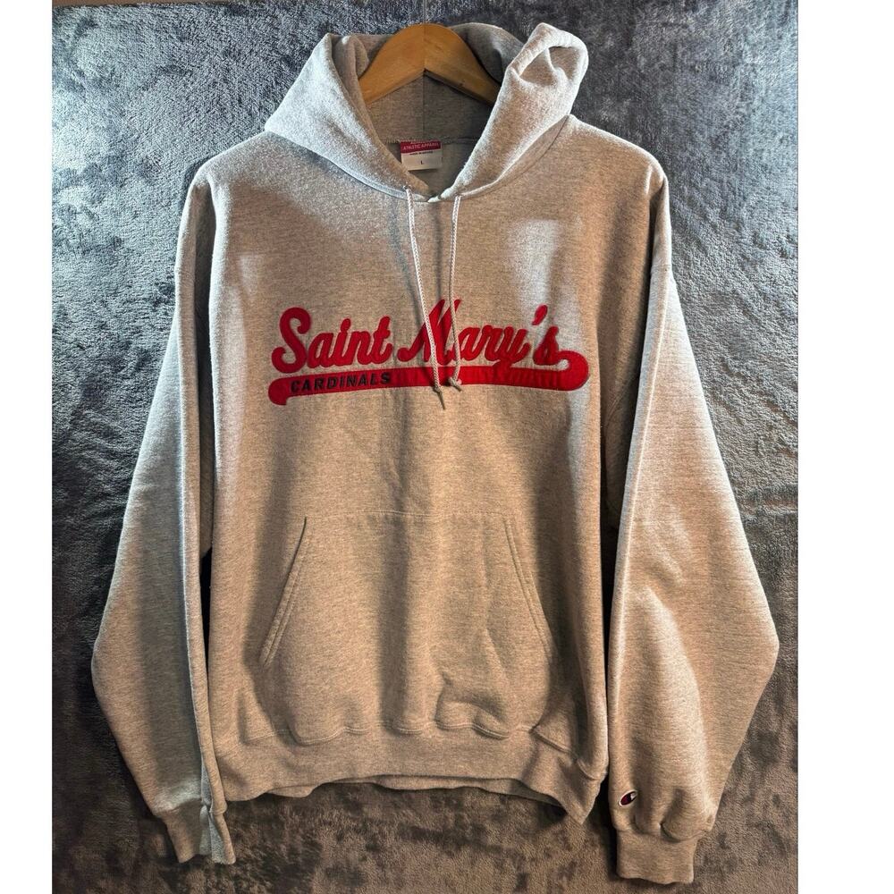 VTG 90s Champion St. Mary’s Cardinals Cursive Script Crewneck Heather Gray Large